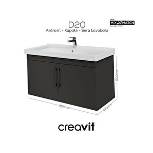 D20 Kapaklı Lavabo Dolabı 100 Cm Antrasit