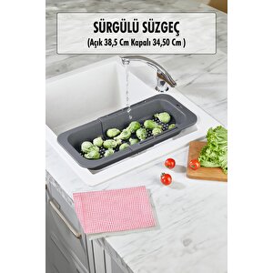 Lavoba İçi Sürgülü Açılır Kapanır Sebze Meyve Süzgeci Füme (açık 38,5 Cm Kapalı 34,50 Cm )