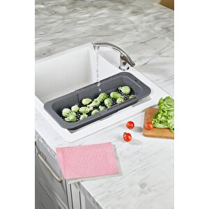 Lavoba İçi Sürgülü Açılır Kapanır Sebze Meyve Süzgeci Füme (açık 38,5 Cm Kapalı 34,50 Cm )
