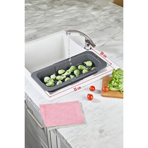 Lavoba İçi Sürgülü Açılır Kapanır Sebze Meyve Süzgeci Füme (açık 38,5 Cm Kapalı 34,50 Cm )