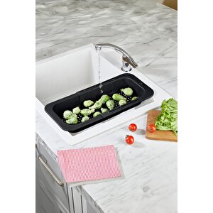 Lavoba İçi Sürgülü Açılır Kapanır Sebze Meyve Süzgeci Siyah (açık 38,5 Cm Kapalı 34,50 Cm )