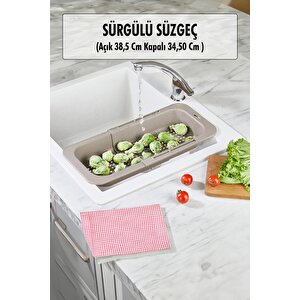 Lavoba İçi Sürgülü Açılır Kapanır Sebze Meyve Süzgeci Vizon (açık 38,5 Cm Kapalı 34,50 Cm )