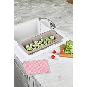 Lavoba İçi Sürgülü Açılır Kapanır Sebze Meyve Süzgeci Vizon (açık 38,5 Cm Kapalı 34,50 Cm )
