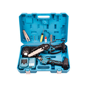 21v Çift Akülü Çelik Şanzıman Dal Budama Makası & Testeresi 2 Li Set