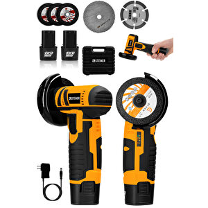 12v 2 Ah Çift Akülü Mini Avuç İçi Spirali Ve Şarjlı Avuç Taşlama Makinesi Turuncu