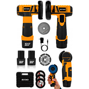 12v 2 Ah Çift Akülü Mini Avuç İçi Spirali Ve Şarjlı Avuç Taşlama Makinesi Turuncu