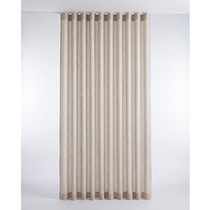 Bej Keten S Pile Tül Perde - Kornişe Hazır - Kişiselleştirilebilir Özel Ölçü 400x250 cm