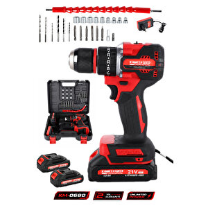 13 Mm 21 V 5 Pi̇lli̇ Çi̇ft Akülü Kömürsüz 24 Parça Çeli̇k Mandren Darbeli̇ Matkap