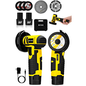12v 2 Ah Çift Akülü Mini Avuç İçi Spirali Ve Şarjlı Avuç Taşlama Makinesi Sarı