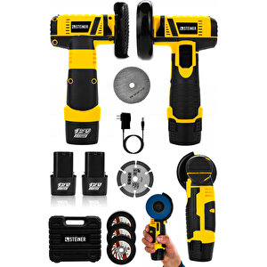 12v 2 Ah Çift Akülü Mini Avuç İçi Spirali Ve Şarjlı Avuç Taşlama Makinesi Sarı