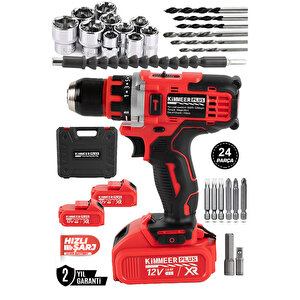 12v Metal Şanzıman Şarjlı Matkap 24 Parça Akülü Vidalama Akülü Matkap Seti