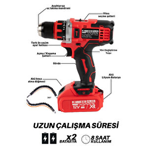 12v Metal Şanzıman Şarjlı Matkap 24 Parça Akülü Vidalama Akülü Matkap Seti