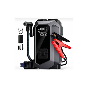 Akü Takviyeli Hava Pompası & Jump Starter 16000mah Powerbank – Çok Fonksiyonlu Araç Destek