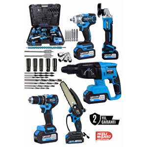 21v Akülü 5 Li Set Kırıcı Delici Hilti Taşlama Somun Sıkma Akülü Vidalama Budama