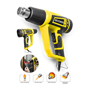2000 Watt 2 Kademeli 4 Başlıklı Sıcak Hava Tabancası Sarı