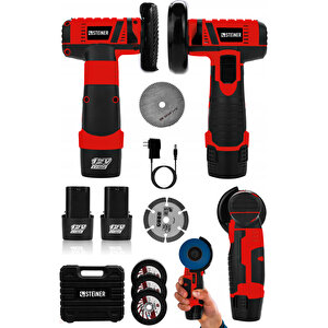 12v 2 Ah Çift Akülü Mini Avuç İçi Spirali Ve Şarjlı Avuç Taşlama Makinesi Kırmızı