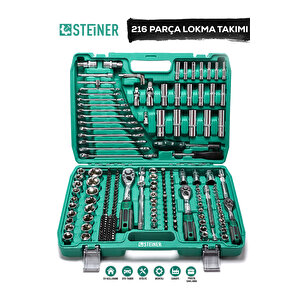 Ultra Güçlü 1/4 Cırcırlı 216 Parça Lokma Anahtar Takımı Oto Tamirci Full Tam Set 72 Diş
