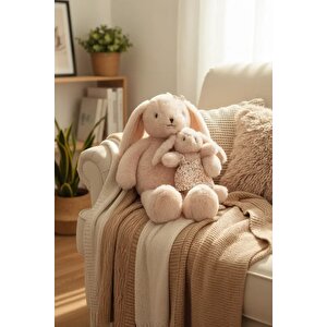 Lisanslı Ebeveyn-çocuk Tavşan Peluş Oyuncak Kahverengi 40 Cm – Sevgi Dolu Sarılmalık