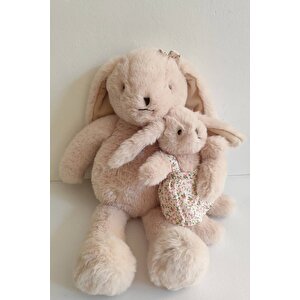 Lisanslı Ebeveyn-çocuk Tavşan Peluş Oyuncak Kahverengi 40 Cm – Sevgi Dolu Sarılmalık