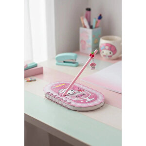 Sanrio Lisanslı My Melody Renkli Yaz Serisi Pipetli Figürlü Telli Defter – Holografik Kapaklı Spiral Defter 17.3 Cm