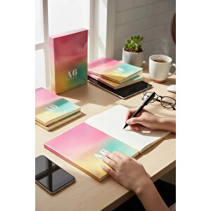 Lisanslı Aurora Serisi 5'li Renkli Defter Seti - 32 Yaprak Pastel Tasarımlı A6