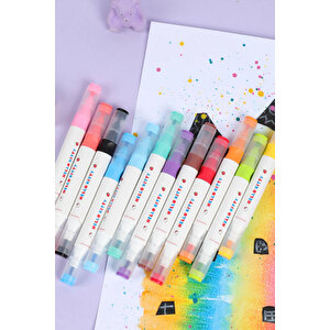 Sanrio Lisanslı Hello Kitty Çift Uçlu Marker Seti – 12 Renkli Çizim Kalemi 15,5 Cm