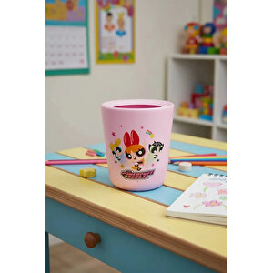 Powerpuff Girls Lisanslı Çift Cidarlı Çöp Kovası Masaüstü Ve Oda Tipi 15 Cm