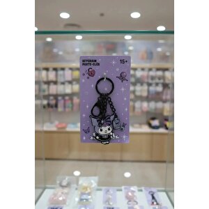 Sanrio Lisanslı Kuromi Metal Anahtarlık - Dayanıklı Çinko Alaşım Mor Detaylı Çanta Ve Anahtar Süsü