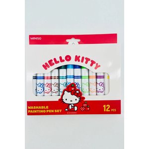 Sanrio Lisanslı Hello Kitty Sulu Boya Kalem Seti – 12 Renkli Yıkanabilir 14,7 Cm