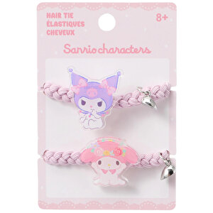Sanrio Lisanslı Örgülü Saç Lastiği Seti (2 Adet) - Kuromi & Cinnamoroll