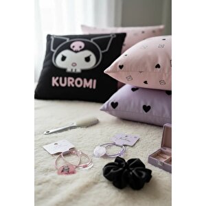 Sanrio Lisanslı Kuromi Saç Lastiği 2li Set – Sevimli Günlük Çocuk Saç Tokası