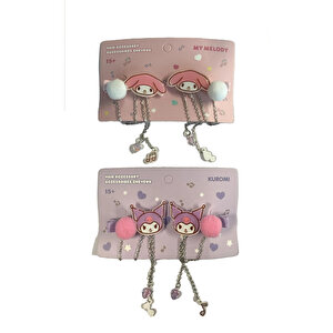Hello Kitty Lisanslı Zincir Saç Tokası (2 Adet) – Sallantılı & Modern Tasarım