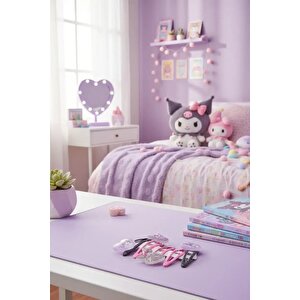 Sanrio Lisanslı Kuromi Figürlü Saç Tokası 11,5 Cm – Pembe Siyah Sevimli Aksesuar Seti