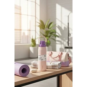 Lisanslı Saplı Paslanmaz Çelik Şişe 840 Ml – Çift Katmanlı Pembe