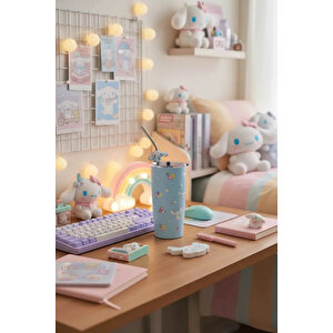 Sanrio Lisanslı Cinnamoroll Pipetli Çelik Matara – Paslanmaz Çelik Su Şişesi 580 Ml