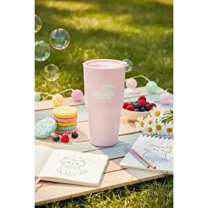 Lisanslı Hayvan Serisi Kapaklı Plastik Bardak Pembe 800 Ml