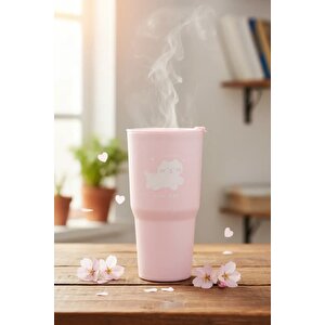 Lisanslı Hayvan Serisi Kapaklı Plastik Bardak Pembe 800 Ml