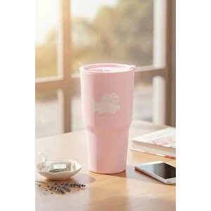 Lisanslı Hayvan Serisi Kapaklı Plastik Bardak Pembe 800 Ml