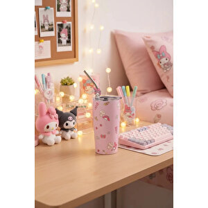 Sanrio Lisanslı My Melody Pipetli Çelik Matara – Paslanmaz Çelik Su Şişesi 580 Ml