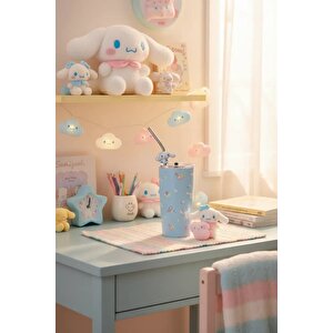 Sanrio Lisanslı Cinnamoroll Pipetli Çelik Matara – 304 Paslanmaz Çelik Sızdırmaz Matara 580 Ml