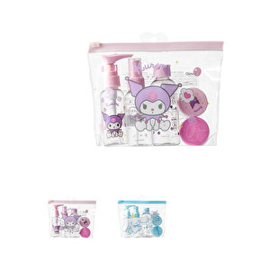Sanrio Lisanslı Kuromi Ve Cinnamoroll 5'li Seyahat Şişe Seti – Pratik Ve Şık Şişe Seti 16,5 Cm