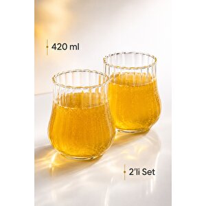Borosilikat Optikli Damla Meşrubat Bardağı 420 Ml – 2 Adet Şık İçecek Bardağı Seti