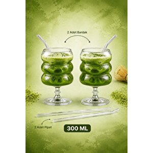 2'li Set Viral Helezon Borosilikat Pipetli Bardak Isıya Dayanıklı Sunum Bardağı