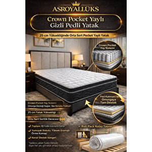 Crown Pocket Yaylı Omurga Destekli Gizli Pedli Yatak (25 Cm) 140x200 cm
