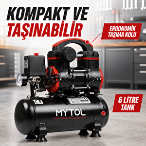 Myk0061 6 Litre 1 Hp Yağsız Taşınabilir Hava Kompresörü 8 Bar