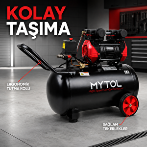 Myk0501 50 Lt Yağsız Kompresör 1,5 Hp 8 Bar Hortum Ve Tabanca Hediyeli
