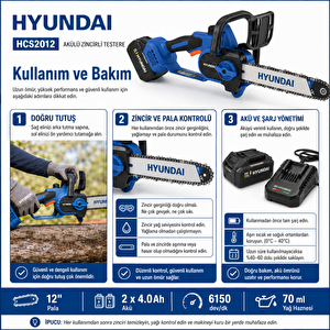 Hcs2012 21v Akülü Zincirli Testere 2x4.0ah Bataryalı 12 İnç 700w