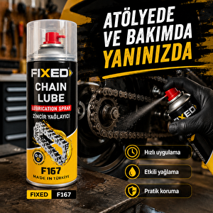 Fixed F167 Zincir Yağlama Spreyi 400 Ml - Motosiklet, Bisiklet Ve Endüstriyel Zincir Yağı