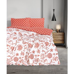 Flanel Çift Kişilik Nevresim Takımı Flowerland Kırmızı