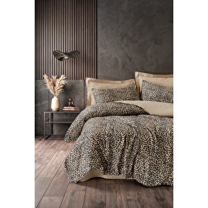 Saten Çift Kişilik Nevresim Takımı Kalahari Bej